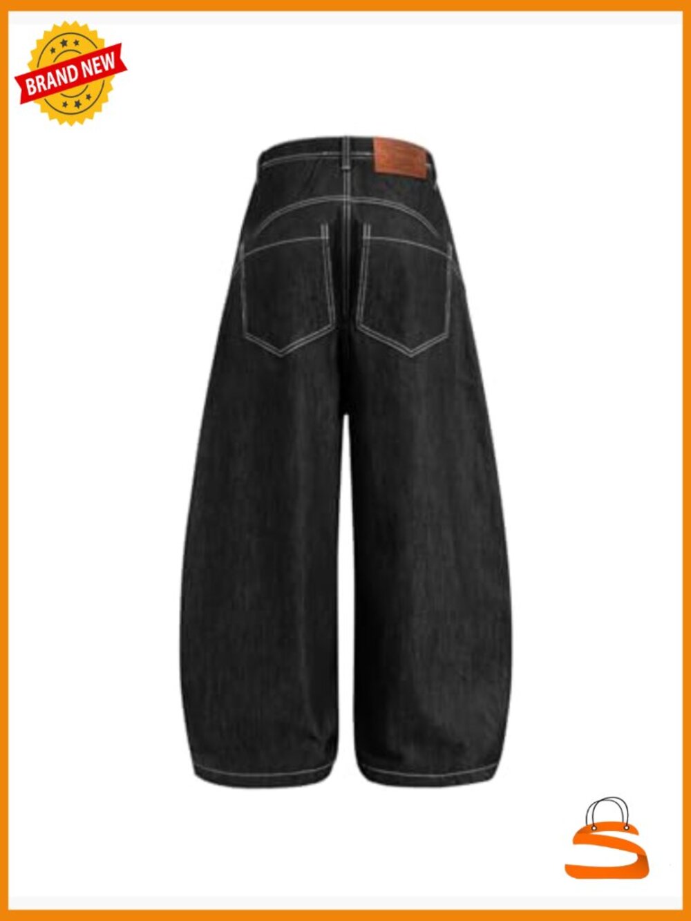 Metal Button Raw Barrel Jeans Baggy Wide Leg Denim Y2K Streetwear Pants - Picture 4 of 7